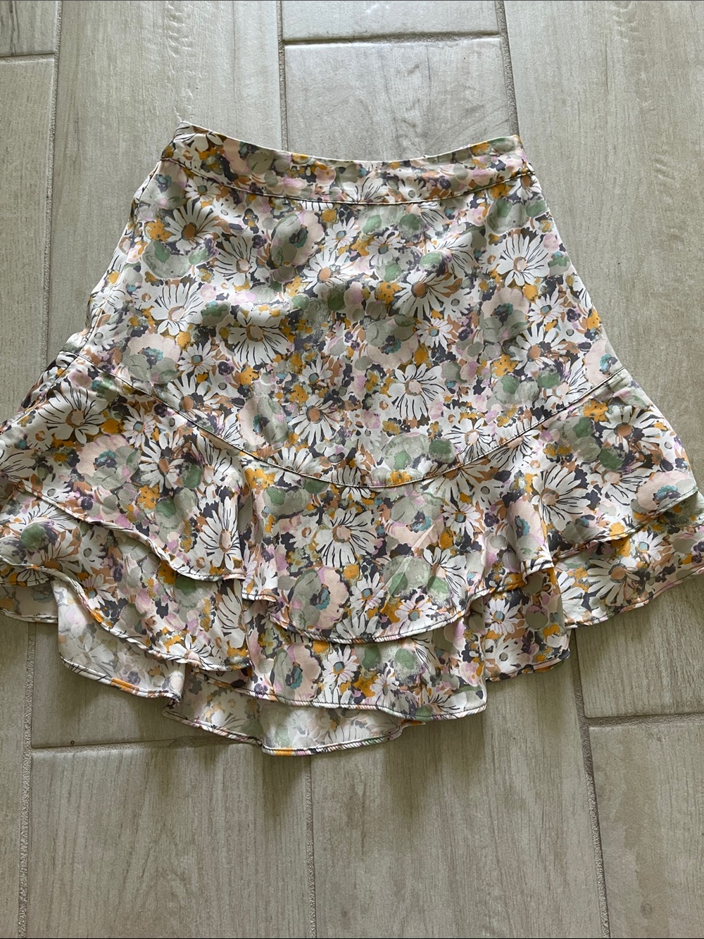LC Lauren Conrad Pastel Floral Ruffle Skirt - Pink, Green, Yellow